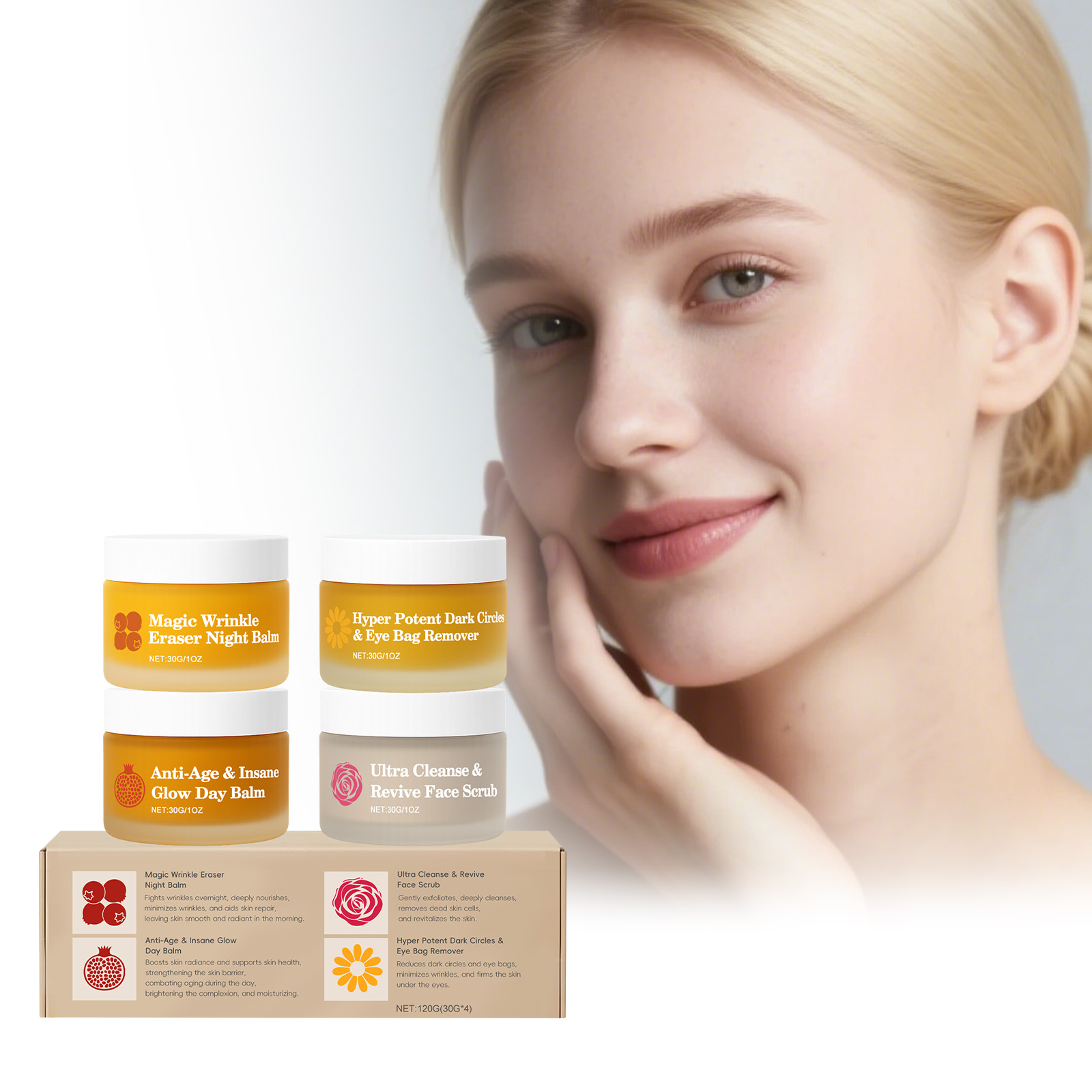 Night Cream - ชุดผลิตภัณฑ์ดูแลผิวหน้าแบบมัลติเอฟเฟกต์ สำหรับกลางวันและกลางคืน ทำความสะอาด บำรุงผิว ลดรอยคล้ำใต้ตา ชุดผลิตภัณฑ์ดูแลผิวหน้าอเนกประสงค์