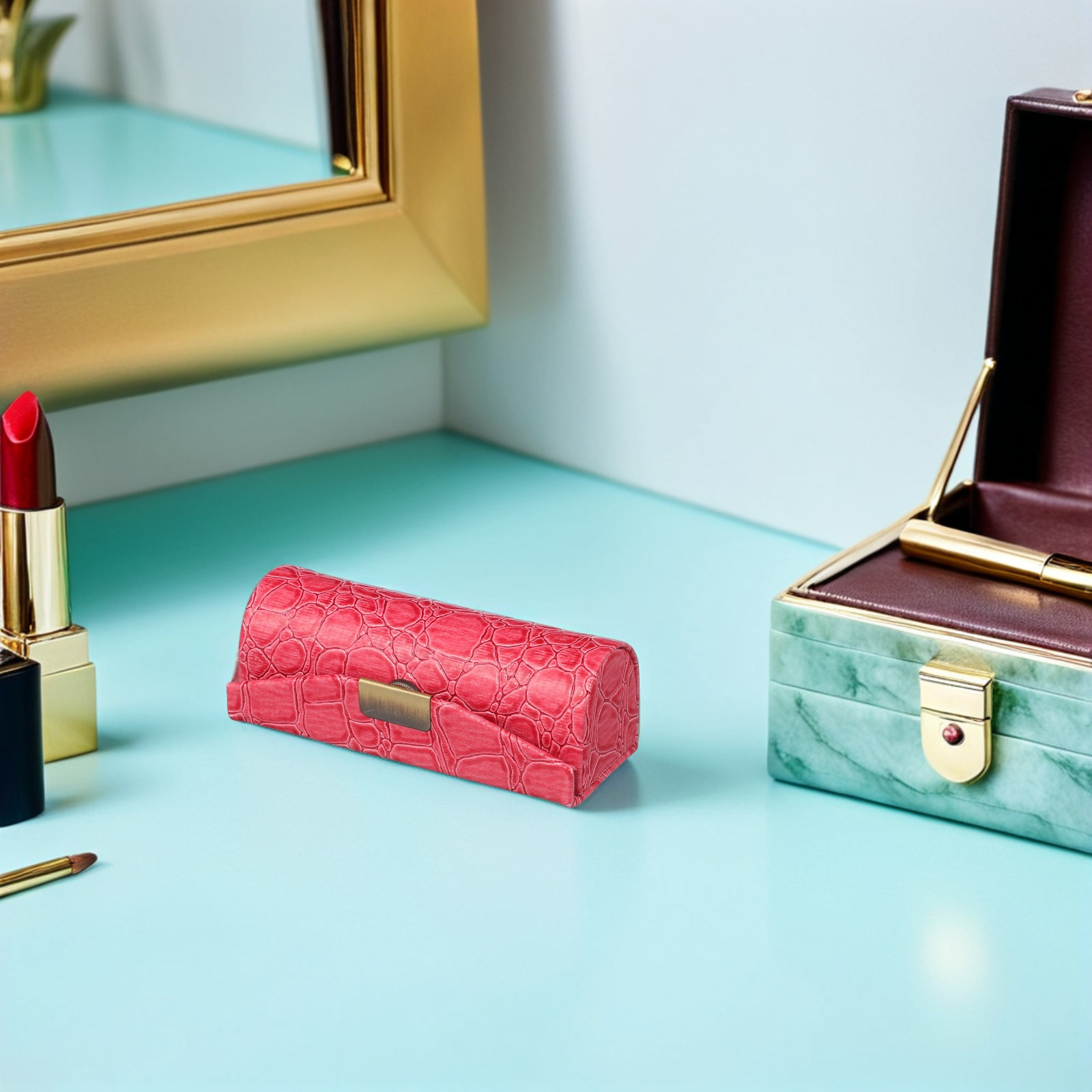 Lip Balm - กล่องใส่ลิปสติก PU ขนาดเล็ก กล่องเก็บลิปสติก กล่องเก็บของตกแต่ง กล่องจัดระเบียบเครื่องสำอางสำหรับเดินทาง