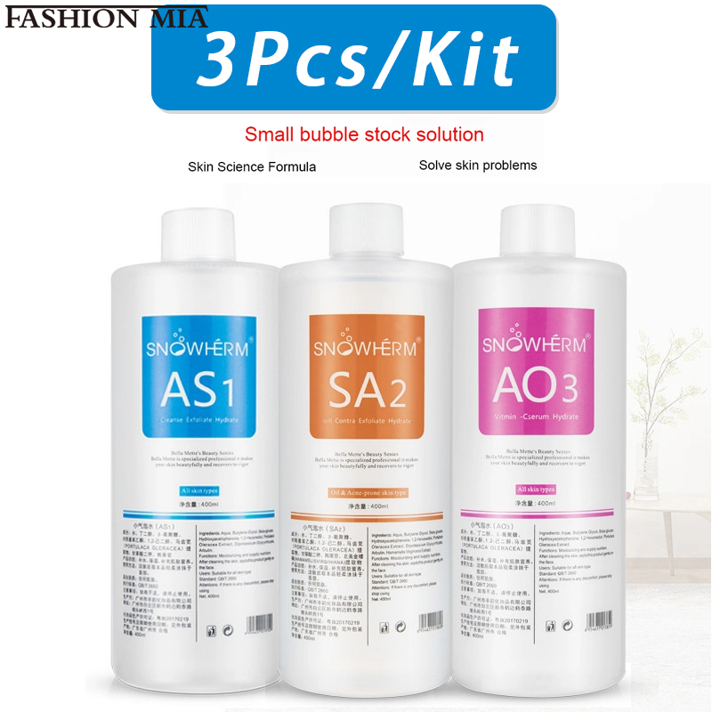 Skincare China - 3ชิ้น/1200มล. สารละลายลอกผิวด้วยน้ำ AS1 SA2 AO3สำหรับขัดผิวหน้าเซรั่มทำความสะอาดล้ำลึกแบบเกาหลี